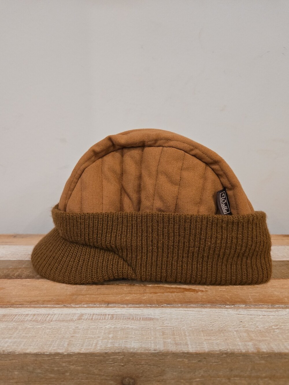 Vintage Rare 1990s Walls Workwear Quilted Knit-Brim Hunting Hat Made In USA